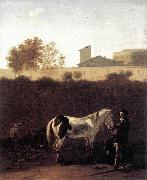 DUJARDIN, Karel Italian Landscape with Herdsman and a Piebald Horse sg China oil painting reproduction